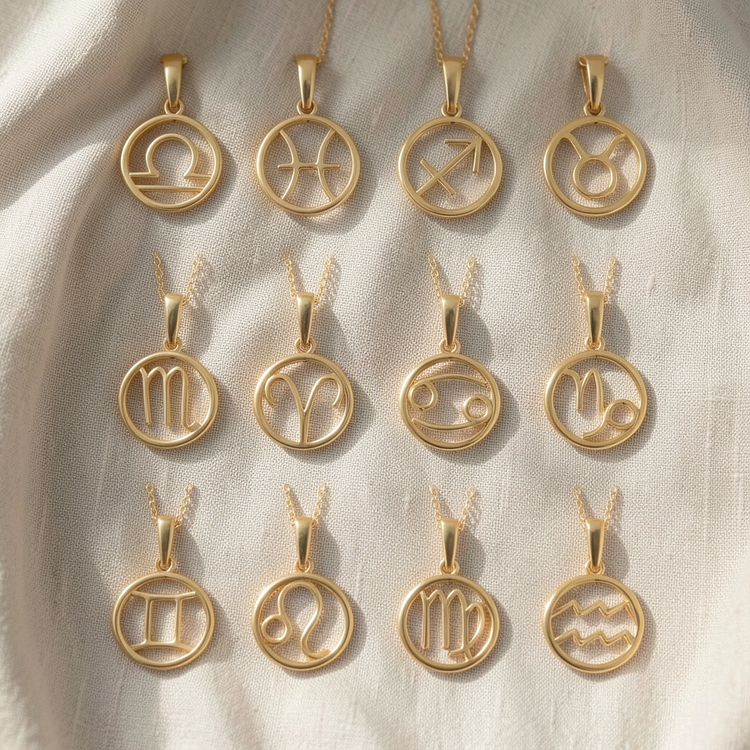 Zodiako ženklą turinti kaklo grandinėlė, auksas